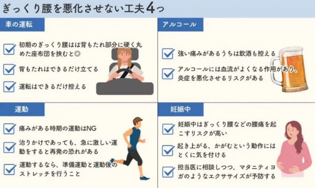 ぎっくり腰を悪化させない工夫4つ